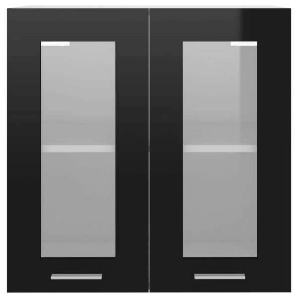 Hanging Glass Cabinet High Gloss Black 60x31x60 cm Chipboard