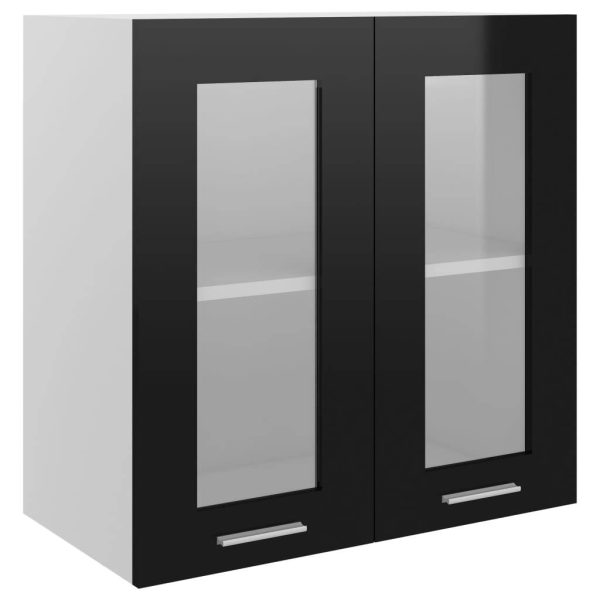 Hanging Glass Cabinet High Gloss Black 60x31x60 cm Chipboard