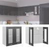 Hanging Glass Cabinet High Gloss Grey 60x31x60 cm Chipboard