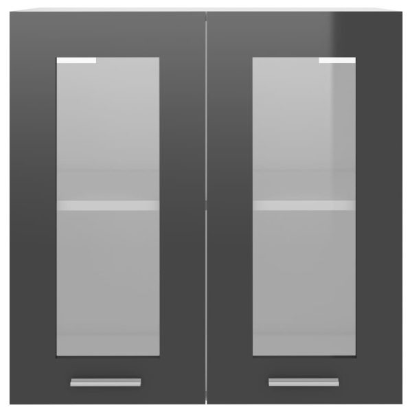 Hanging Glass Cabinet High Gloss Grey 60x31x60 cm Chipboard