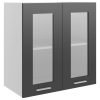 Hanging Glass Cabinet High Gloss Grey 60x31x60 cm Chipboard