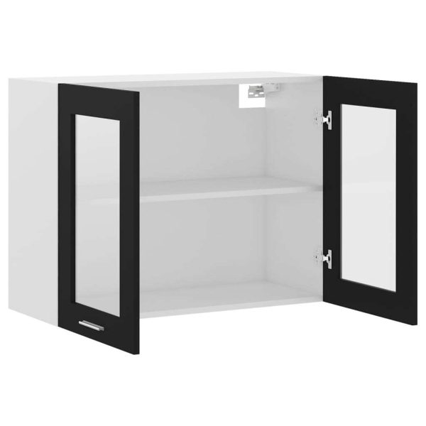 Hanging Glass Cabinet Black 80x31x60 cm Chipboard