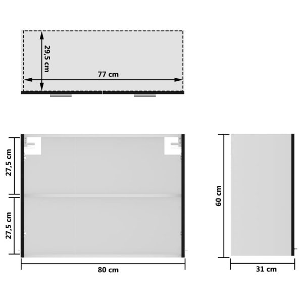 Hanging Glass Cabinet Black 80x31x60 cm Chipboard