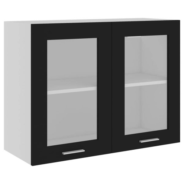 Hanging Glass Cabinet Black 80x31x60 cm Chipboard