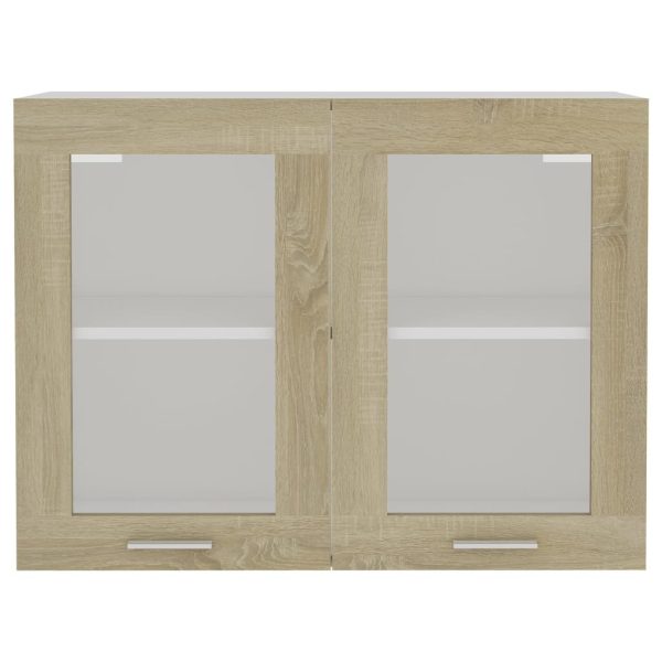 Hanging Glass Cabinet Sonoma Oak 80x31x60 cm Chipboard