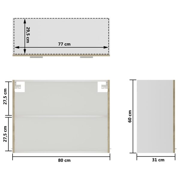 Hanging Glass Cabinet Sonoma Oak 80x31x60 cm Chipboard