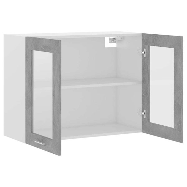 Hanging Glass Cabinet Concrete Grey 80x31x60 cm Chipboard