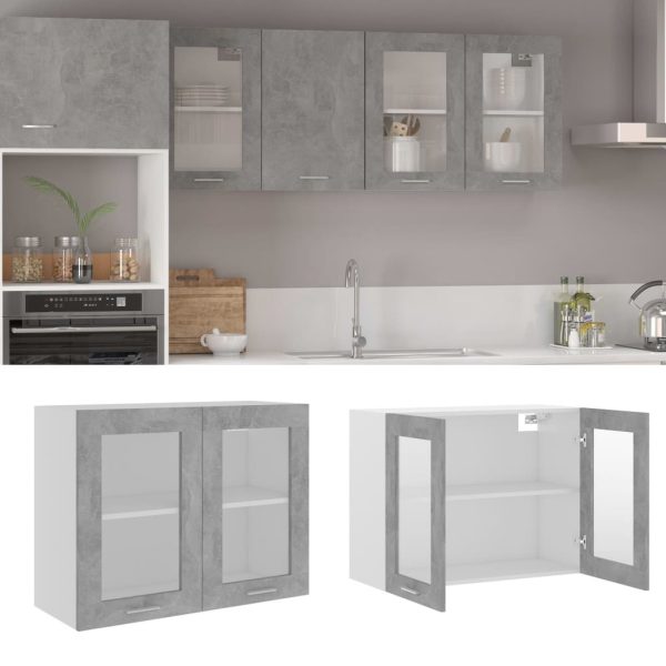 Hanging Glass Cabinet Concrete Grey 80x31x60 cm Chipboard