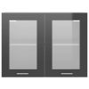 Hanging Glass Cabinet High Gloss Grey 80x31x60 cm Chipboard