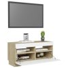 Hounslow TV Cabinet with LED Lights – 80x35x40 cm, White and Sonoma Oak