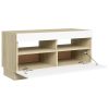 Hounslow TV Cabinet with LED Lights – 80x35x40 cm, White and Sonoma Oak