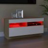 Hounslow TV Cabinet with LED Lights – 80x35x40 cm, White and Sonoma Oak