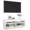 Hounslow TV Cabinet with LED Lights – 100x35x40 cm, High Gloss White