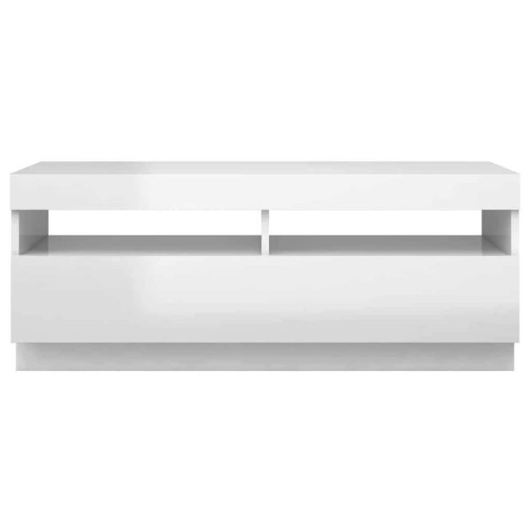 Hounslow TV Cabinet with LED Lights – 100x35x40 cm, High Gloss White