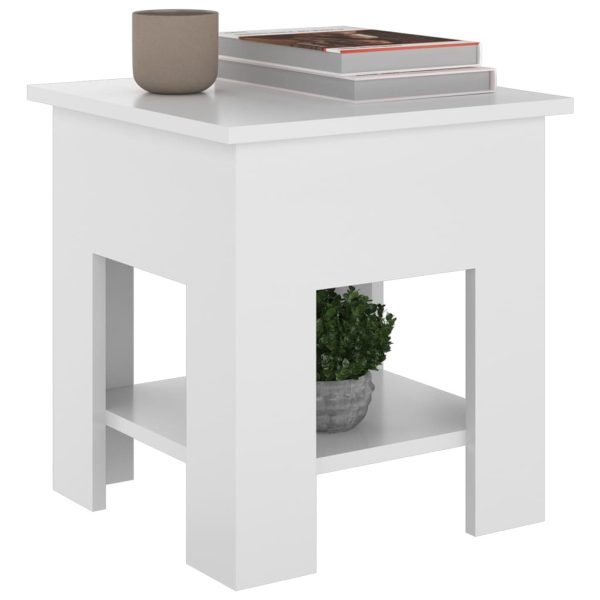 Coffee Table 40x40x42 cm Engineered Wood – High Gloss White