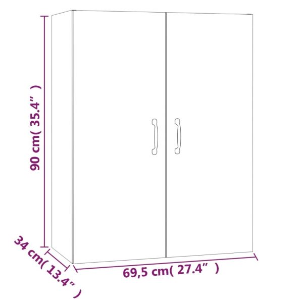 Hanging Cabinet 69.5x34x90 cm Engineered Wood – Black