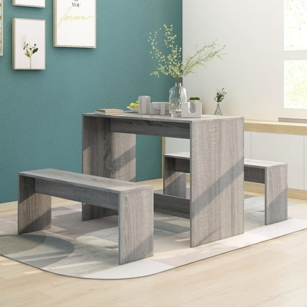 3 Piece Dining Set Engineered Wood – Grey Sonoma