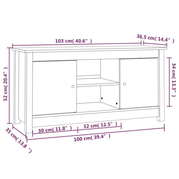 Vincennes TV Cabinet 103×36.5×52 cm Solid Wood Pine