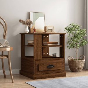 Side Table 50x50x60 cm Engineered Wood – Brown Oak