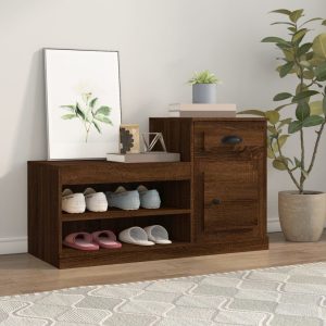 Shoe Cabinet 100x42x60 cm Engineered Wood – Brown Oak