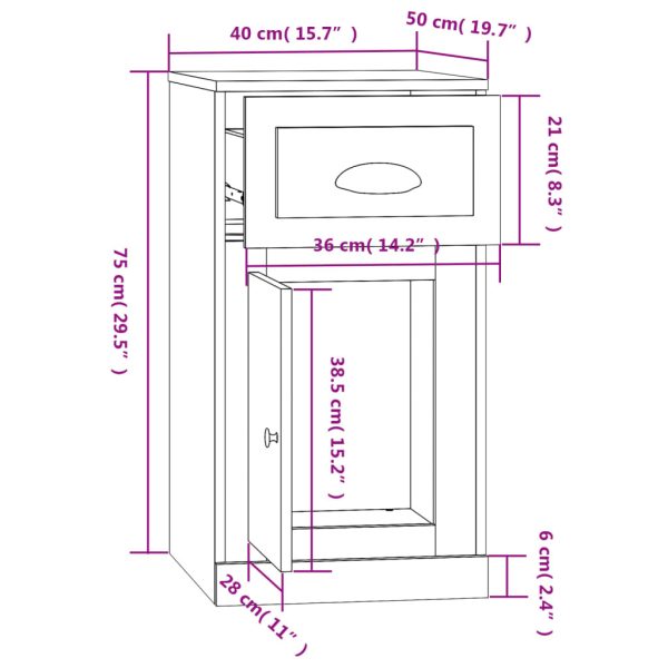 Side Cabinet with Drawer 40x50x75 cm Engineered Wood – Grey Sonoma