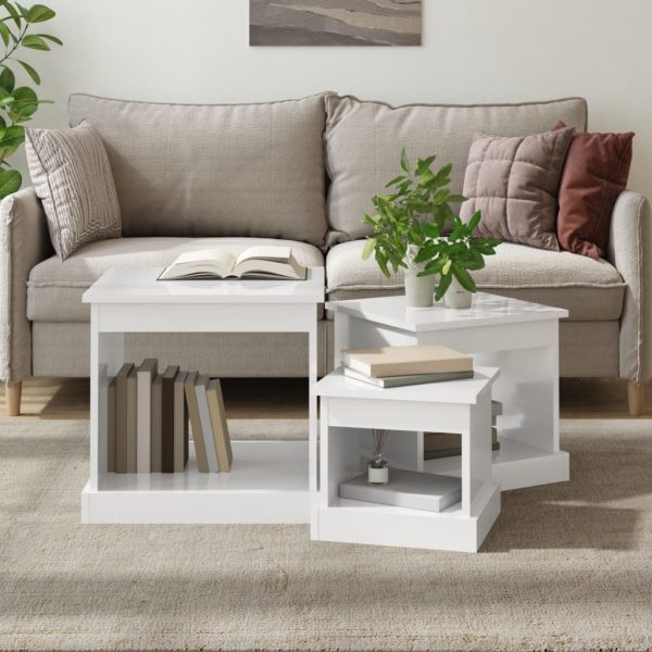 Nesting Tables 3 pcs Engineered Wood – High Gloss White