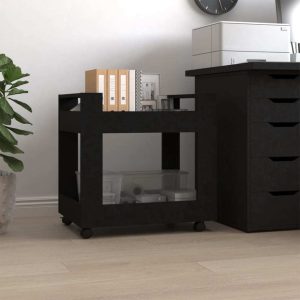 Desk Trolley 60x45x60 cm Engineered Wood – Black