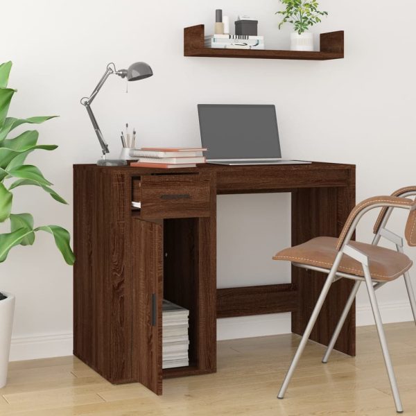 Desk 100x49x75 cm Engineered Wood – Brown Oak