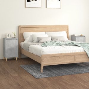 Bedside Cabinet 40x35x70 cm Engineered Wood – Concrete Grey, 2