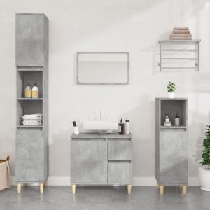 Bathroom Cabinet 30x30x100 cm Engineered Wood – Concrete Grey