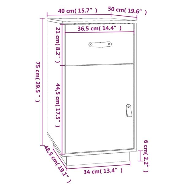 Desk Cabinet 40x50x75 cm Solid Wood Pine