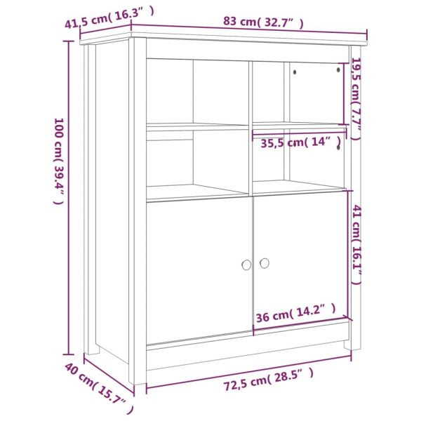 Sideboard 83×41.5×100 cm Solid Wood Pine