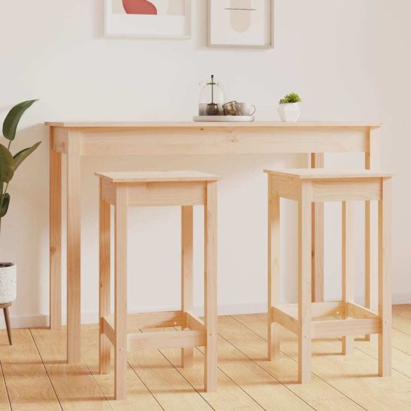 Bar Chairs 2 pcs Solid Wood Pine – Brown, Without Backrest