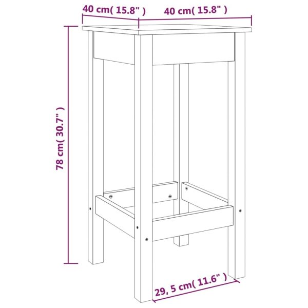 Bar Chairs 2 pcs Solid Wood Pine – White, Without Backrest