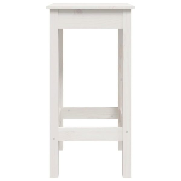 Bar Chairs 2 pcs Solid Wood Pine – White, Without Backrest