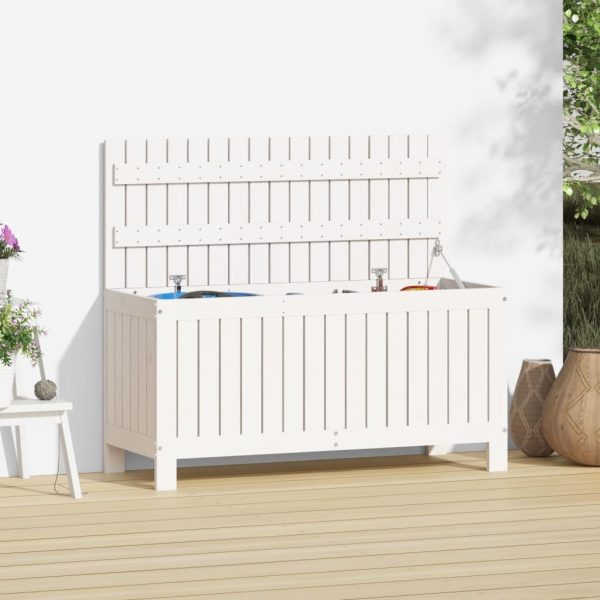 Garden Storage Box White 108×42.5×54 cm Solid Wood Pine