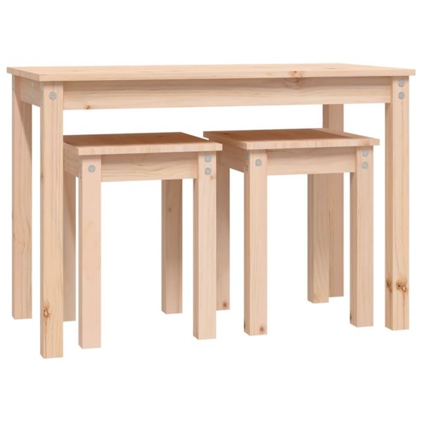 Nesting Tables 3 pcs Solid Wood Pine – Brown