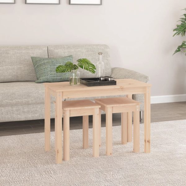 Nesting Tables 3 pcs Solid Wood Pine – Brown