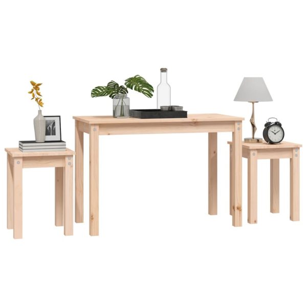 Nesting Tables 3 pcs Solid Wood Pine – Brown