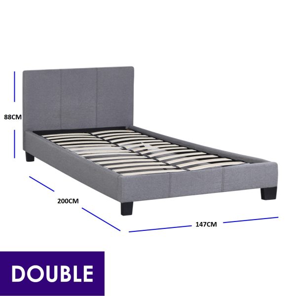 Dublin Luxury Bed with Headboard (Model 2) – DOUBLE, Grey