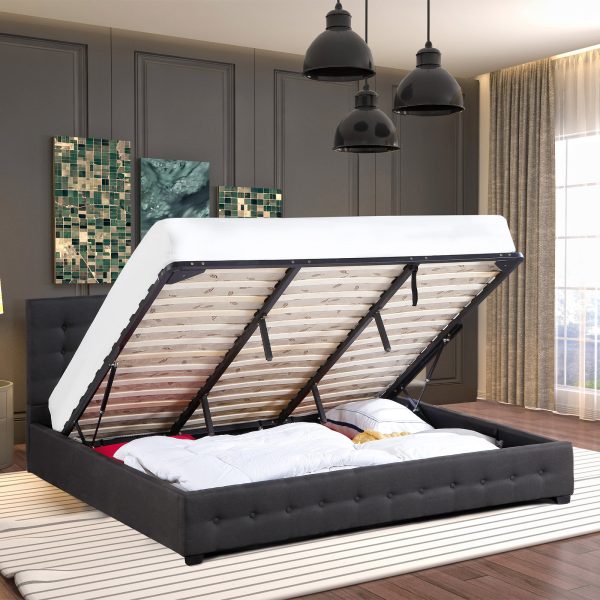 Tanunda Gas Lift Bed – Dark Grey – SINGLE