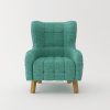 Armchair High back Lounge Accent Chair Designer Printed Fabric with Wooden Leg