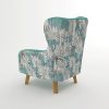 Armchair High back Lounge Accent Chair Designer Printed Fabric with Wooden Leg
