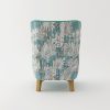 Armchair High back Lounge Accent Chair Designer Printed Fabric with Wooden Leg