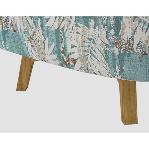 Armchair High back Lounge Accent Chair Designer Printed Fabric with Wooden Leg