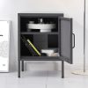 Bedside Table Mesh Door Cabinet – MINI Black