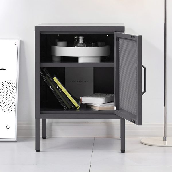 Bedside Table Mesh Door Cabinet – MINI Black