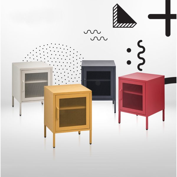 Bedside Table Mesh Door Cabinet – MINI Black
