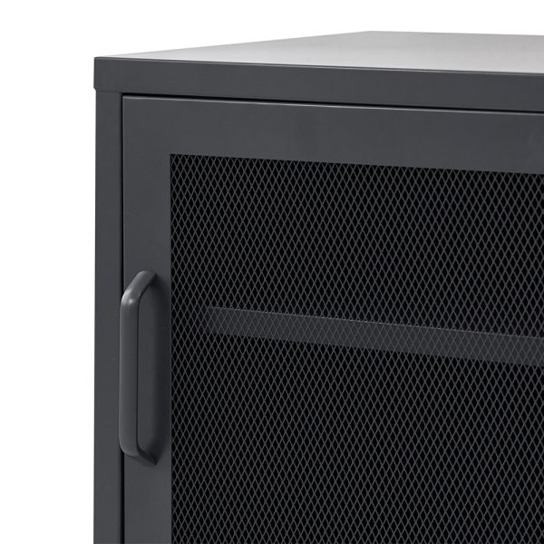 Bedside Table Mesh Door Cabinet – MINI Black
