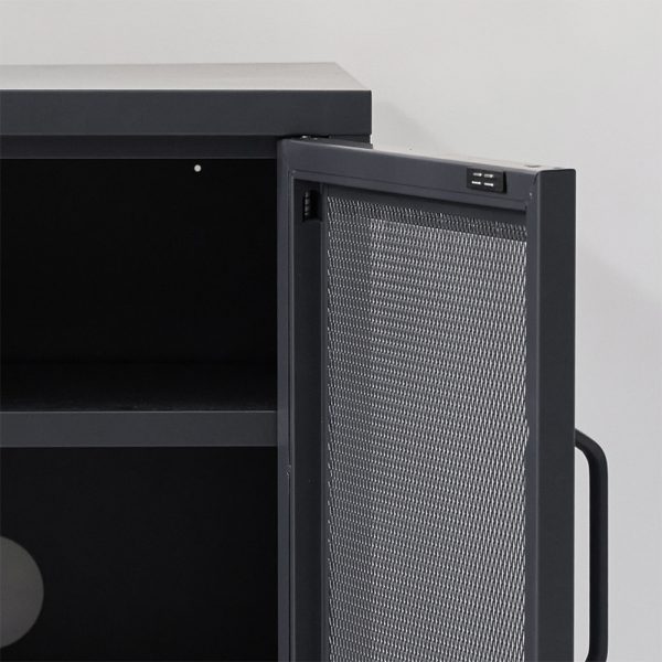 Bedside Table Mesh Door Cabinet – MINI Black